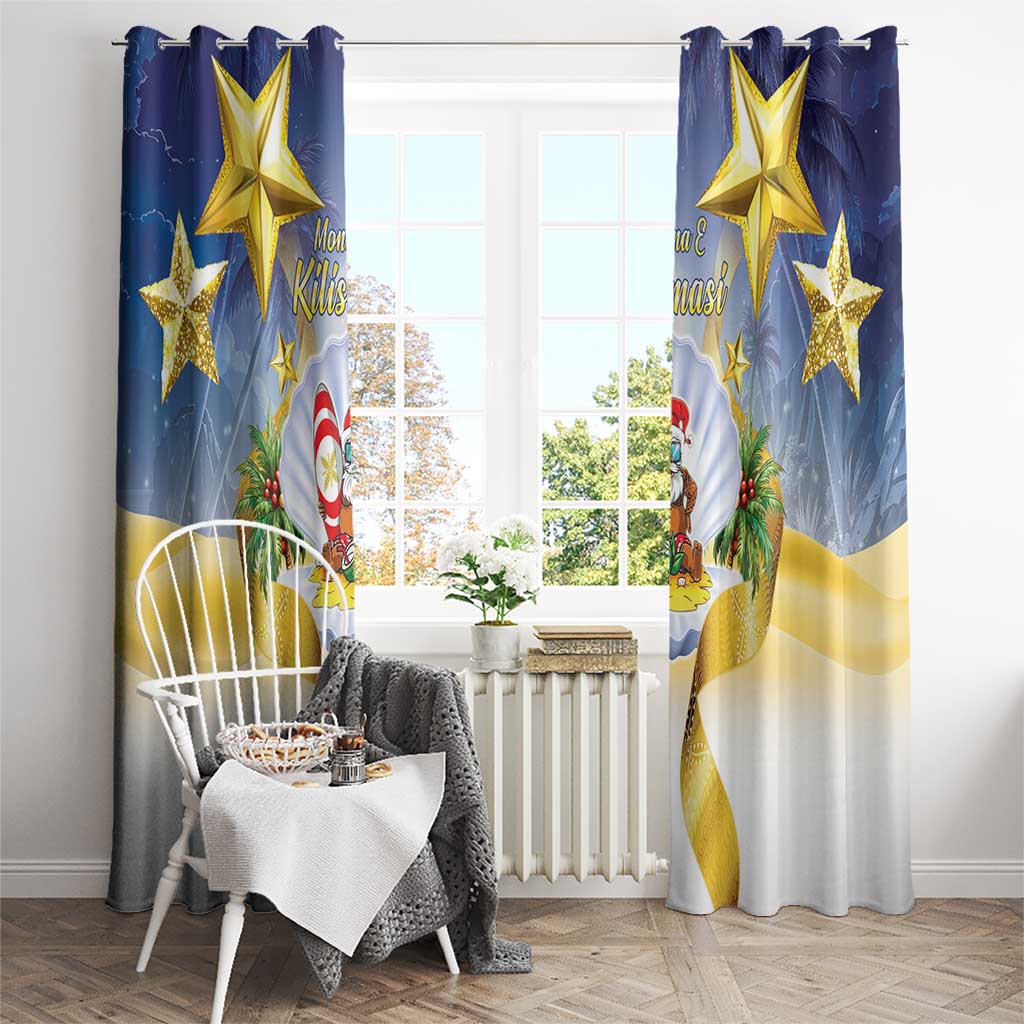 Niue Christmas Window Curtain Seashell Santa Beach Vibes - Polynesian Pride