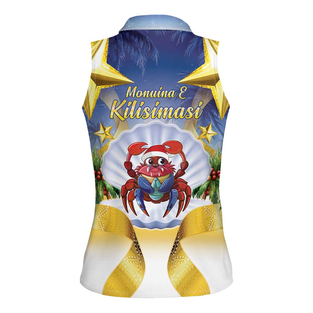Niue Christmas Women Sleeveless Polo Shirt Seashell Santa Beach Vibes - Polynesian Pride
