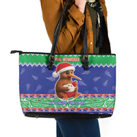 New Zealand Christmas Leather Tote Bag Have Yourself A Kiwi-tastic Christmas LT05 - Polynesian Pride