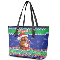 New Zealand Christmas Leather Tote Bag Have Yourself A Kiwi-tastic Christmas LT05 - Polynesian Pride
