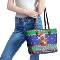 New Zealand Christmas Leather Tote Bag Have Yourself A Kiwi-tastic Christmas LT05 - Polynesian Pride
