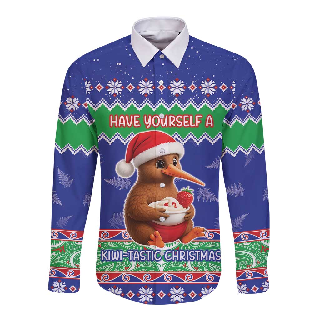 New Zealand Christmas Long Sleeve Button Shirt Have Yourself A Kiwi-tastic Christmas - Polynesian Pride