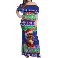 New Zealand Christmas Off Shoulder Maxi Dress Have Yourself A Kiwi-tastic Christmas LT05 Women Blue - Polynesian Pride