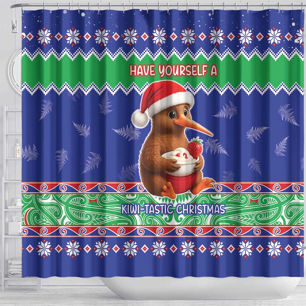 New Zealand Christmas Shower Curtain Have Yourself A Kiwi-tastic Christmas - Polynesian Pride