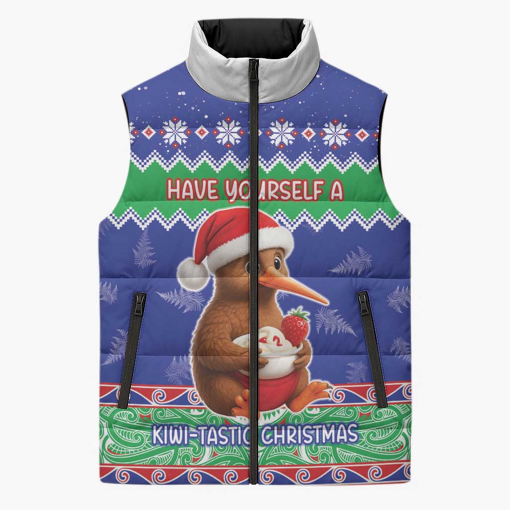 New Zealand Christmas Sleeveless Puffer Jacket Have Yourself A Kiwi-tastic Christmas - Polynesian Pride