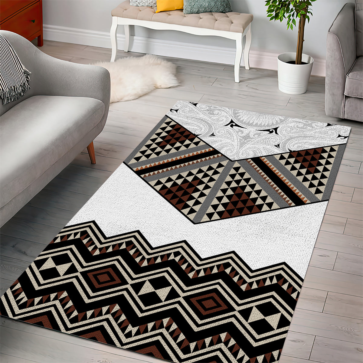 New Zealand Aotearoa Area Rug Taniko Art Simple Style LT05 - Polynesian Pride