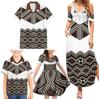 New Zealand Aotearoa Family Matching Summer Maxi Dress and Hawaiian Shirt Taniko Art Simple Style LT05 - Polynesian Pride