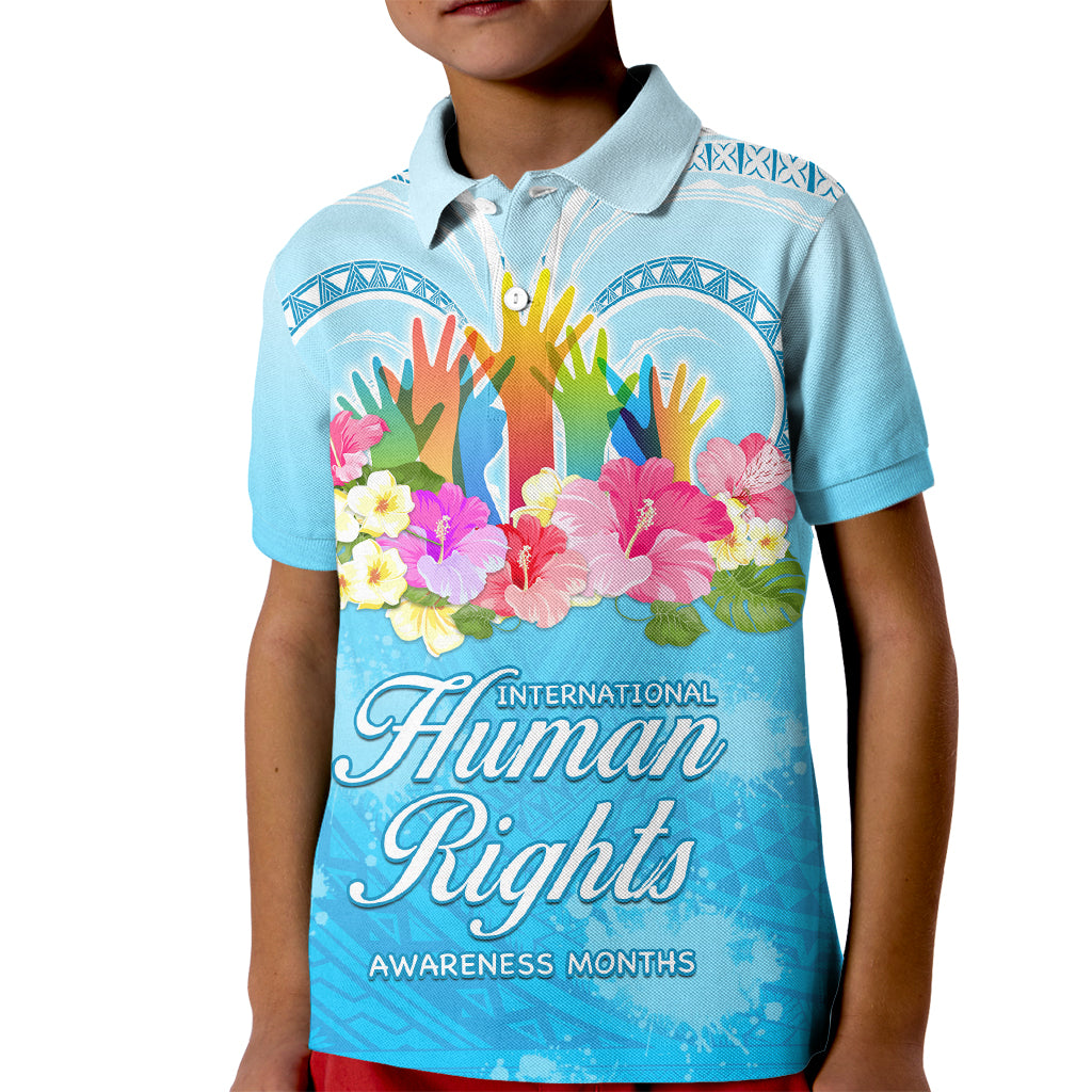 Universal Human Rights Month Kid Polo Shirt Polynesian Style LT05 Kid Blue - Polynesian Pride