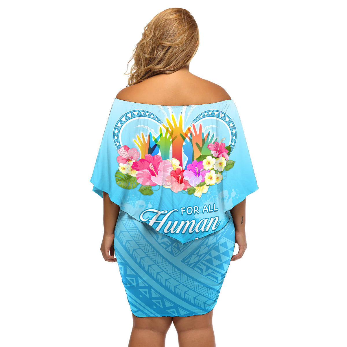 Universal Human Rights Month Off Shoulder Short Dress Polynesian Style LT05 - Polynesian Pride