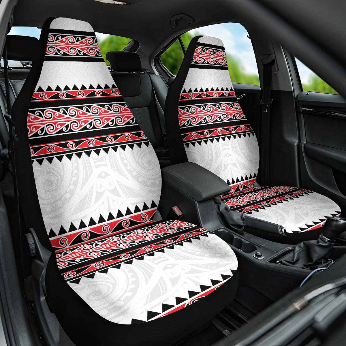 New Zealand Aotearoa Car Seat Cover With Kowhaiwhai Pattern Red Version LT05 One Size Red - Polynesian Pride
