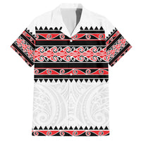 New Zealand Aotearoa Family Matching Long Sleeve Bodycon Dress and Hawaiian Shirt With Kowhaiwhai Pattern Red Version LT05 Dad's Shirt - Short Sleeve Red - Polynesian Pride