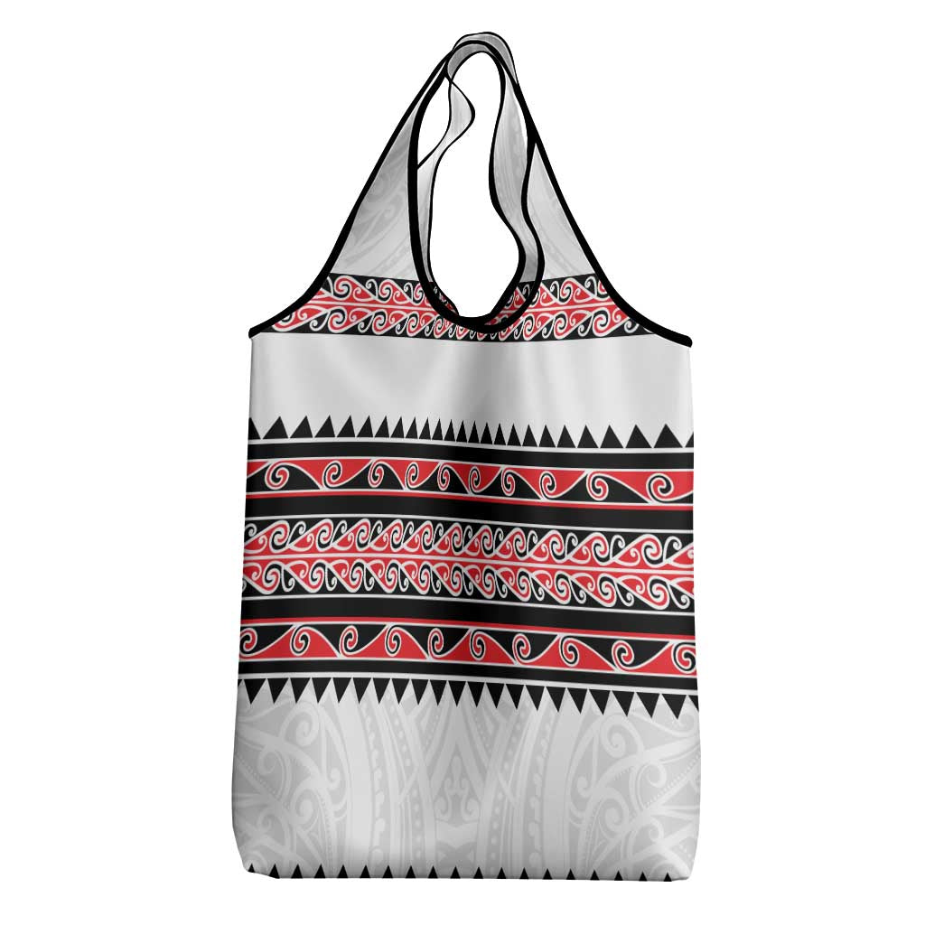 New Zealand Aotearoa Grocery Bag With Kowhaiwhai Pattern Red Version LT05 - Polynesian Pride