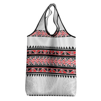 New Zealand Aotearoa Grocery Bag With Kowhaiwhai Pattern Red Version LT05 - Polynesian Pride