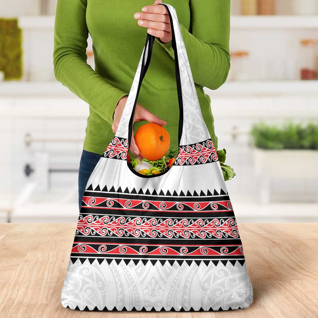 New Zealand Aotearoa Grocery Bag With Kowhaiwhai Pattern Red Version LT05 - Polynesian Pride