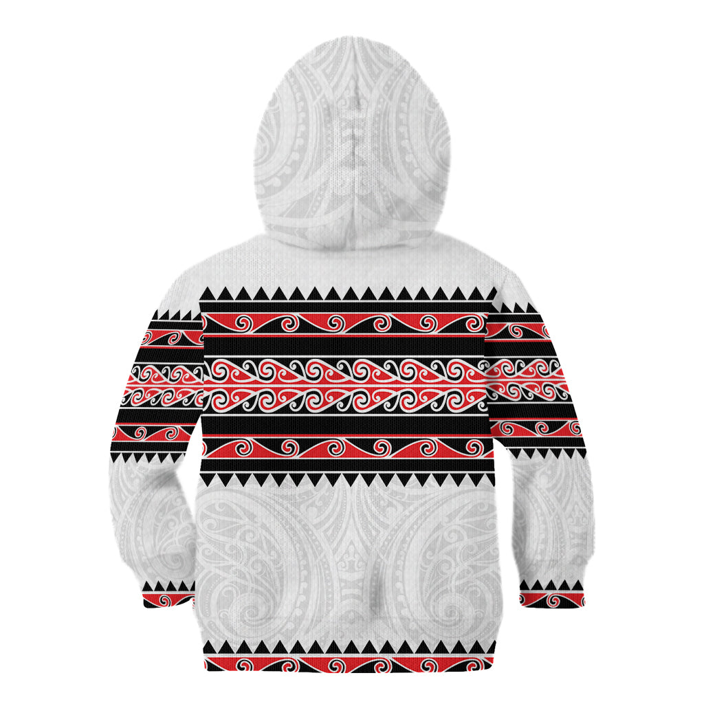 New Zealand Aotearoa Kid Hoodie With Kowhaiwhai Pattern Red Version LT05 - Polynesian Pride