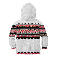 New Zealand Aotearoa Kid Hoodie With Kowhaiwhai Pattern Red Version LT05 - Polynesian Pride