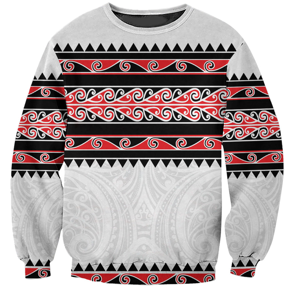 New Zealand Aotearoa Sweatshirt With Kowhaiwhai Pattern Red Version LT05 Unisex Red - Polynesian Pride