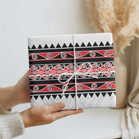 New Zealand Aotearoa Wrapping Paper With Kowhaiwhai Pattern Red Version - Polynesian Pride