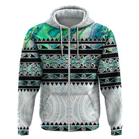 New Zealand Aotearoa Hoodie With Paua Shell Kowhaiwhai Pattern LT05 - Polynesian Pride