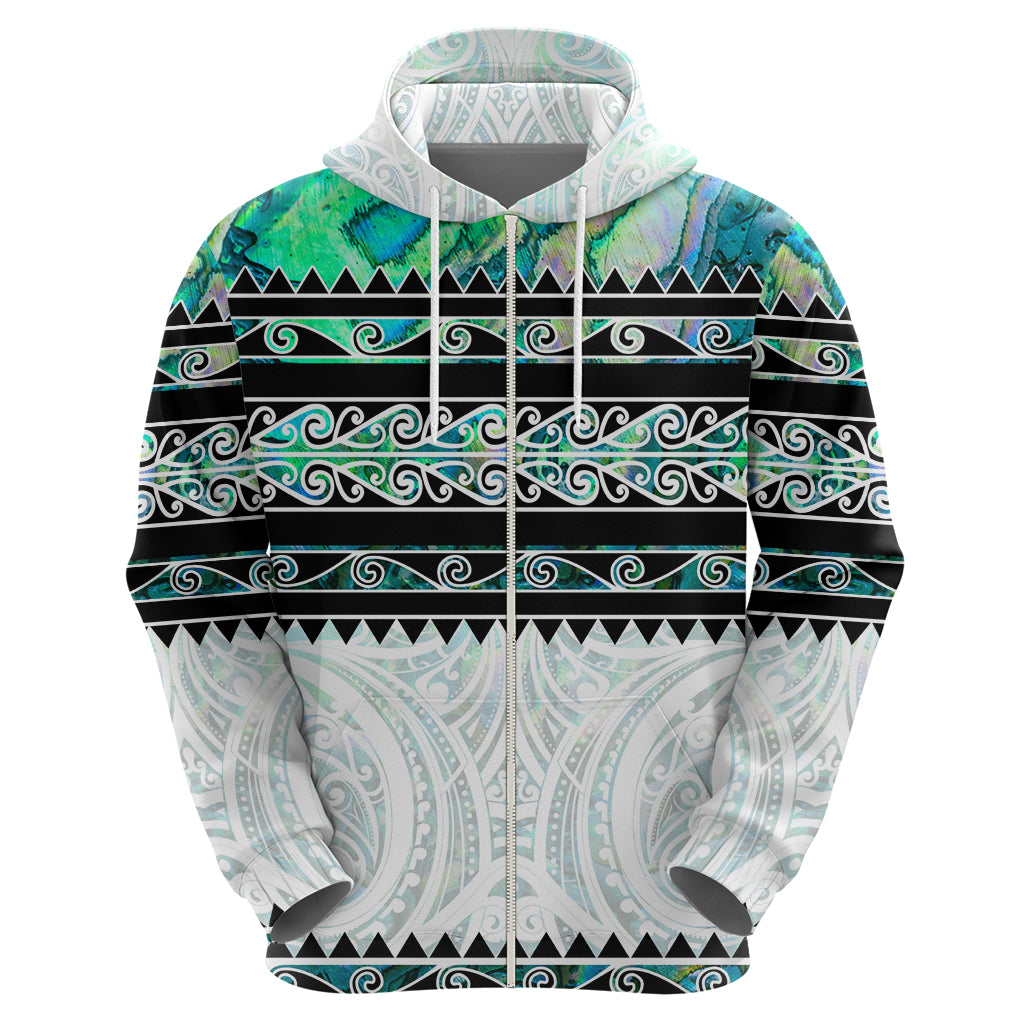 New Zealand Aotearoa Hoodie With Paua Shell Kowhaiwhai Pattern LT05 - Polynesian Pride