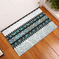 New Zealand Aotearoa Rubber Doormat With Paua Shell Kowhaiwhai Pattern LT05 Green - Polynesian Pride