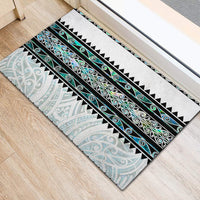 New Zealand Aotearoa Rubber Doormat With Paua Shell Kowhaiwhai Pattern LT05 - Polynesian Pride