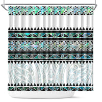 New Zealand Aotearoa Shower Curtain With Paua Shell Kowhaiwhai Pattern LT05 Green - Polynesian Pride