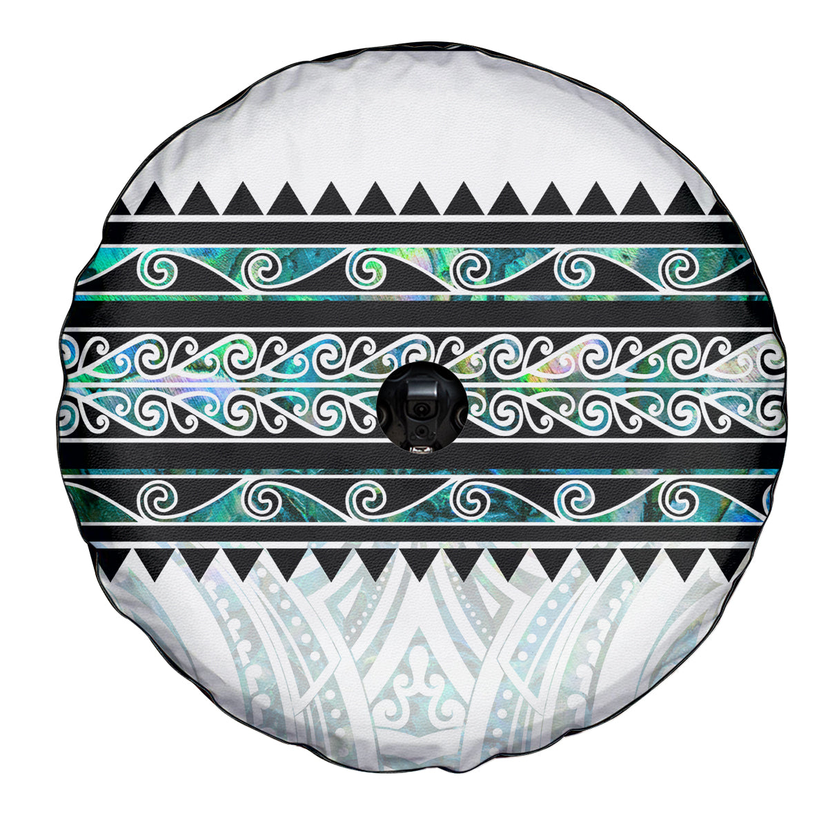 New Zealand Aotearoa Spare Tire Cover With Paua Shell Kowhaiwhai Pattern LT05 - Polynesian Pride
