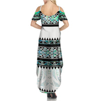 New Zealand Aotearoa Summer Maxi Dress With Paua Shell Kowhaiwhai Pattern LT05 - Polynesian Pride