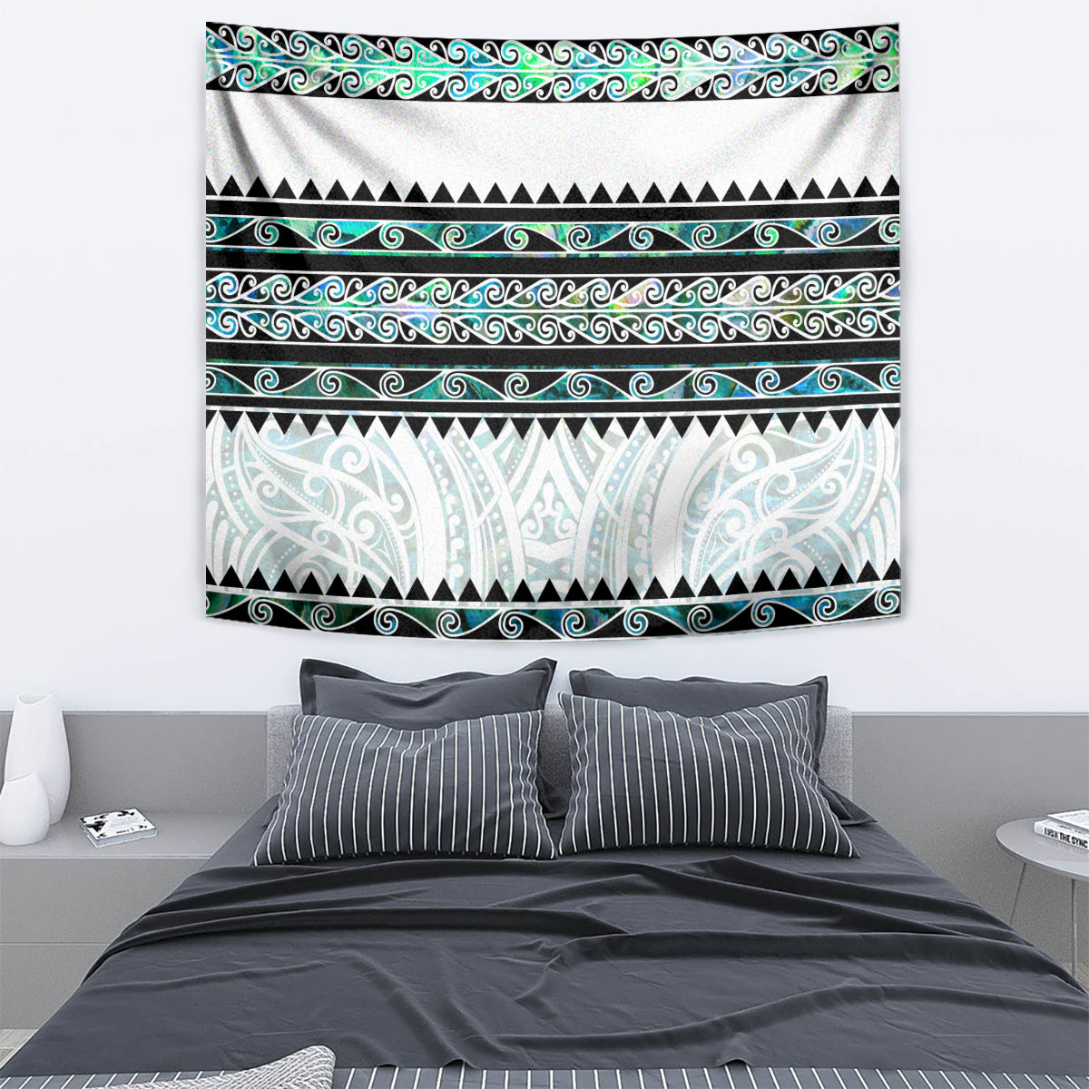 New Zealand Aotearoa Tapestry With Paua Shell Kowhaiwhai Pattern LT05 - Polynesian Pride