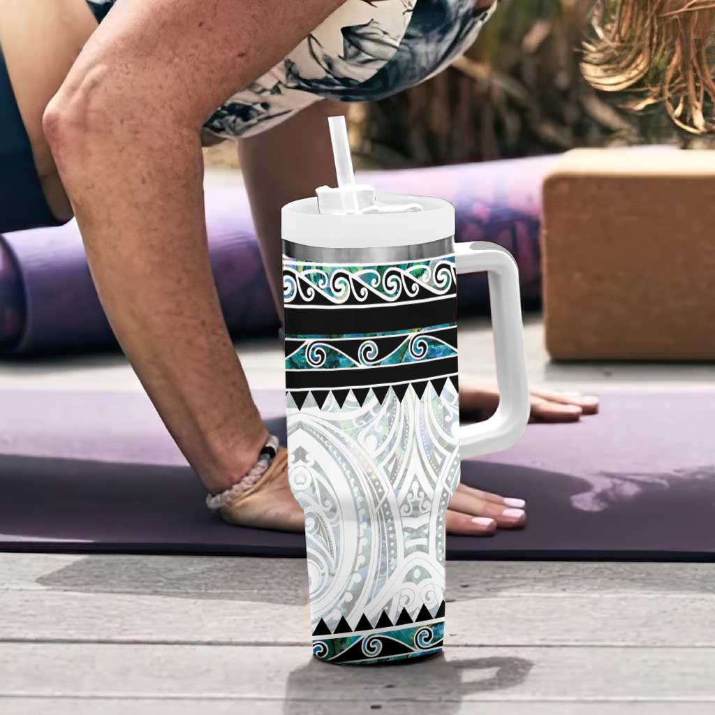 New Zealand Aotearoa Tumbler With Handle With Paua Shell Kowhaiwhai Pattern
