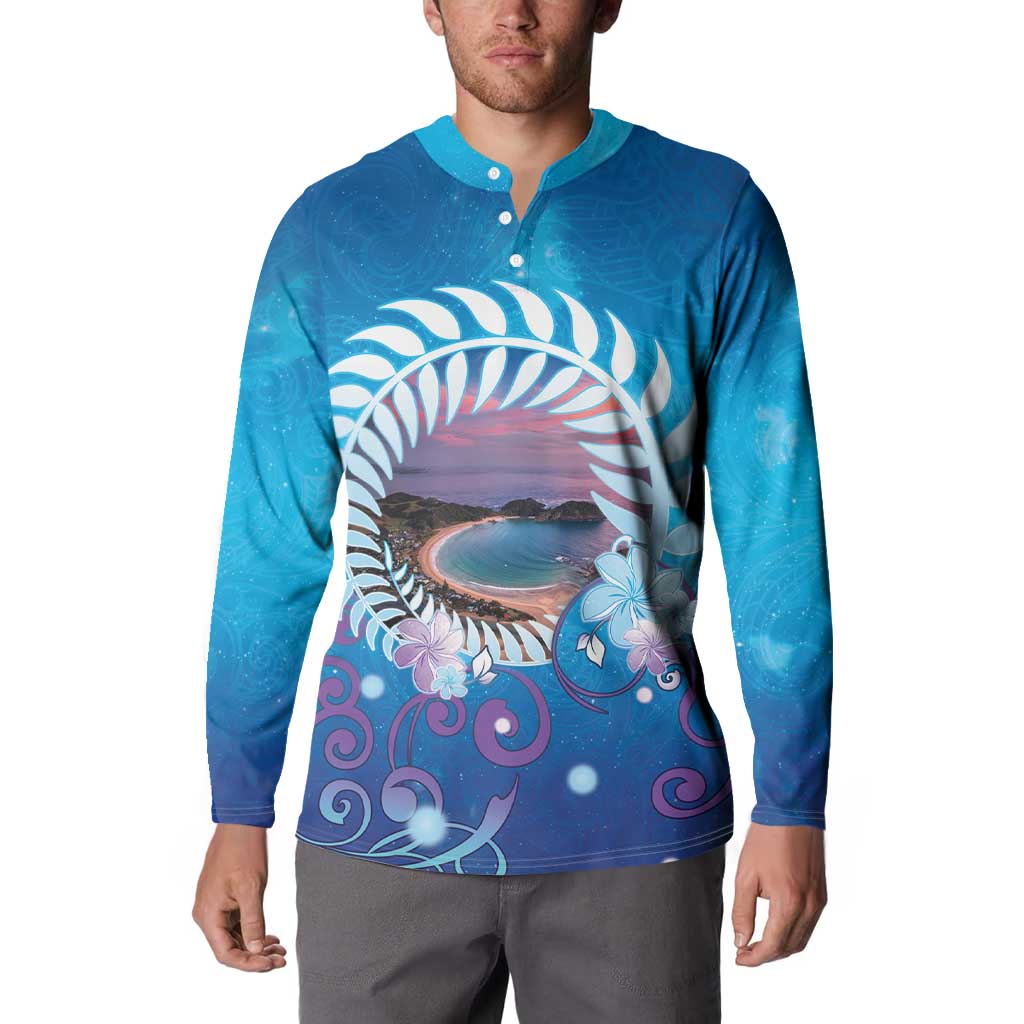 New Zealand Matapouri Beach Landscape Button Sweatshirt