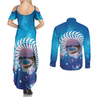 New Zealand Matapouri Beach Landscape Couples Matching Summer Maxi Dress and Long Sleeve Button Shirt