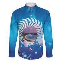 New Zealand Matapouri Beach Landscape Family Matching Off The Shoulder Long Sleeve Dress and Hawaiian Shirt