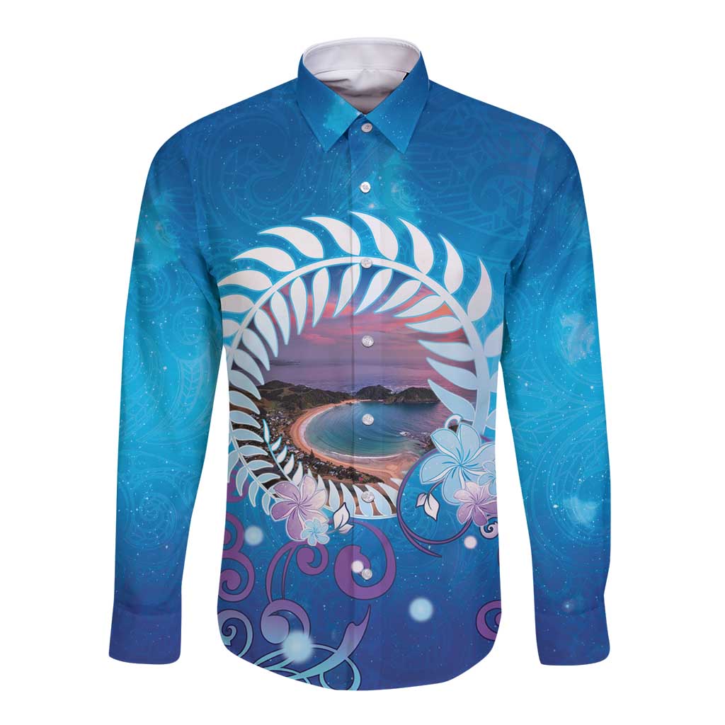 New Zealand Matapouri Beach Landscape Long Sleeve Button Shirt LT05 Unisex Blue - Polynesian Pride