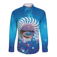 New Zealand Matapouri Beach Landscape Long Sleeve Button Shirt LT05 Unisex Blue - Polynesian Pride