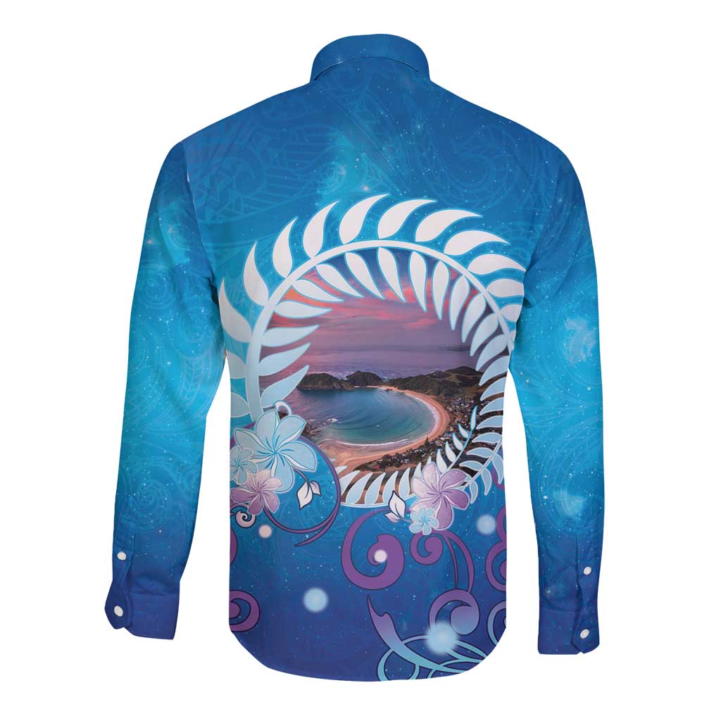 New Zealand Matapouri Beach Landscape Long Sleeve Button Shirt LT05 - Polynesian Pride