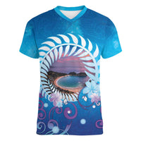 New Zealand Matapouri Beach Landscape Women V-Neck T-Shirt