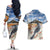 New Zealand Mount Taranaki Landscape Couples Matching Off The Shoulder Long Sleeve Dress and Hawaiian Shirt Kokako Bird Polynesian Style
