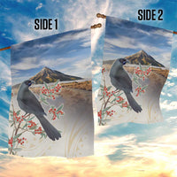 New Zealand Mount Taranaki Landscape Garden Flag Kokako Bird Polynesian Style