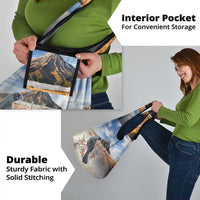 New Zealand Mount Taranaki Landscape Grocery Bag Kokako Bird Polynesian Style