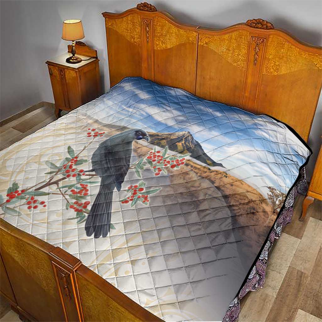 New Zealand Mount Taranaki Landscape Quilt Kokako Bird Polynesian Style