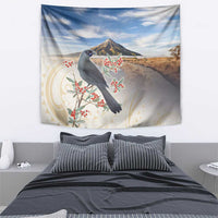 New Zealand Mount Taranaki Landscape Tapestry Kokako Bird Polynesian Style