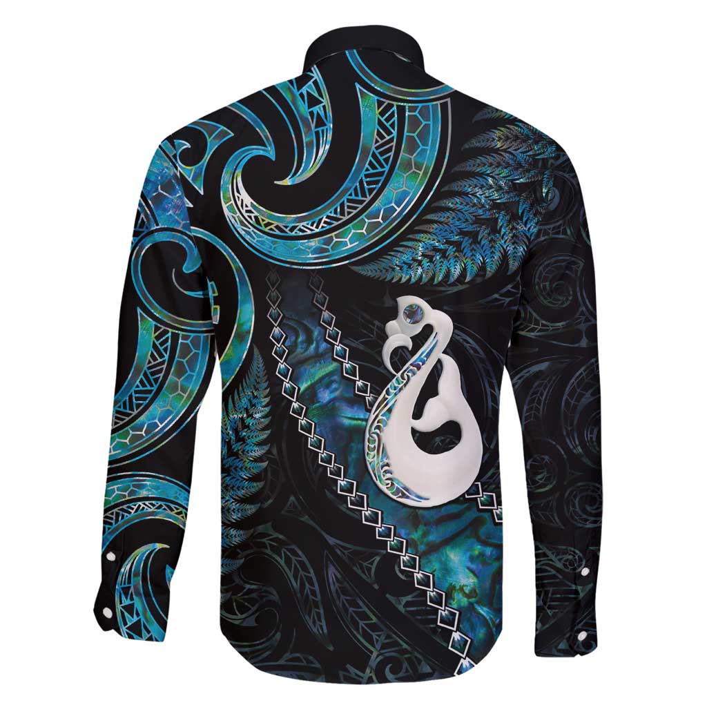 New Zealand Aotearoa Family Matching Mermaid Dress and Hawaiian Shirt Maori Manaia Paua Shell Glitter Turquoise LT05 - Polynesian Pride