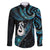 New Zealand Aotearoa Family Matching Off The Shoulder Long Sleeve Dress and Hawaiian Shirt Maori Manaia Paua Shell Glitter Turquoise