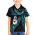 New Zealand Aotearoa Family Matching Off The Shoulder Long Sleeve Dress and Hawaiian Shirt Maori Manaia Paua Shell Glitter Turquoise