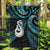 New Zealand Aotearoa Garden Flag Maori Manaia Paua Shell Glitter Turquoise