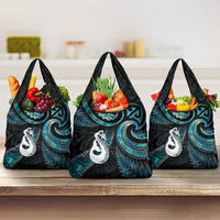 New Zealand Aotearoa Grocery Bag Maori Manaia Paua Shell Glitter Turquoise