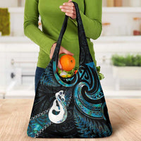 New Zealand Aotearoa Grocery Bag Maori Manaia Paua Shell Glitter Turquoise