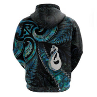 New Zealand Aotearoa Hoodie Maori Manaia Paua Shell Glitter Turquoise